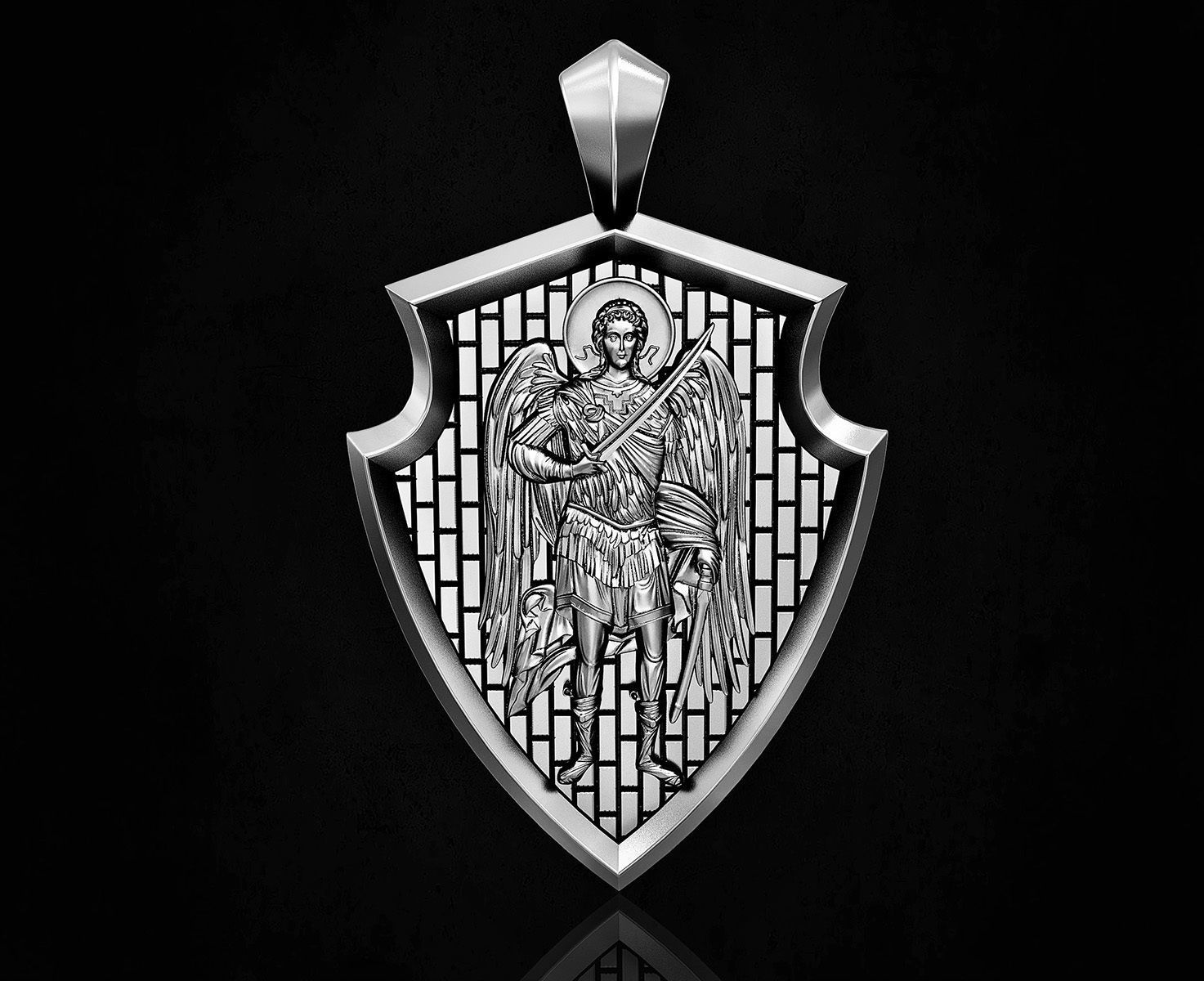 Angel with sword pendant 3D print model_2