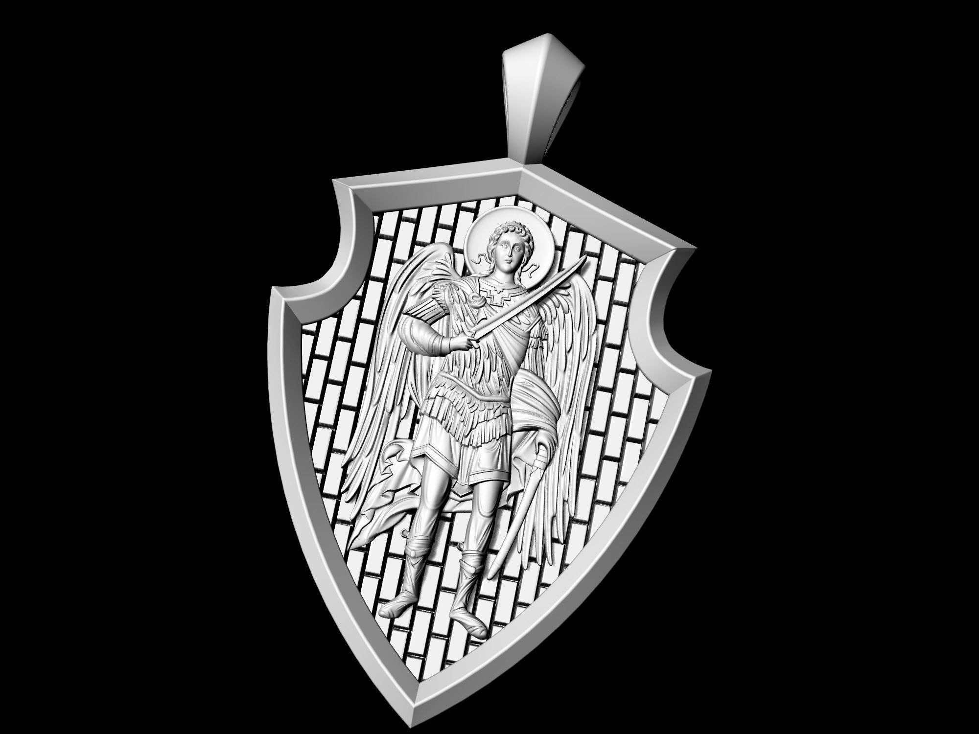 Angel with sword pendant 3D print model_6