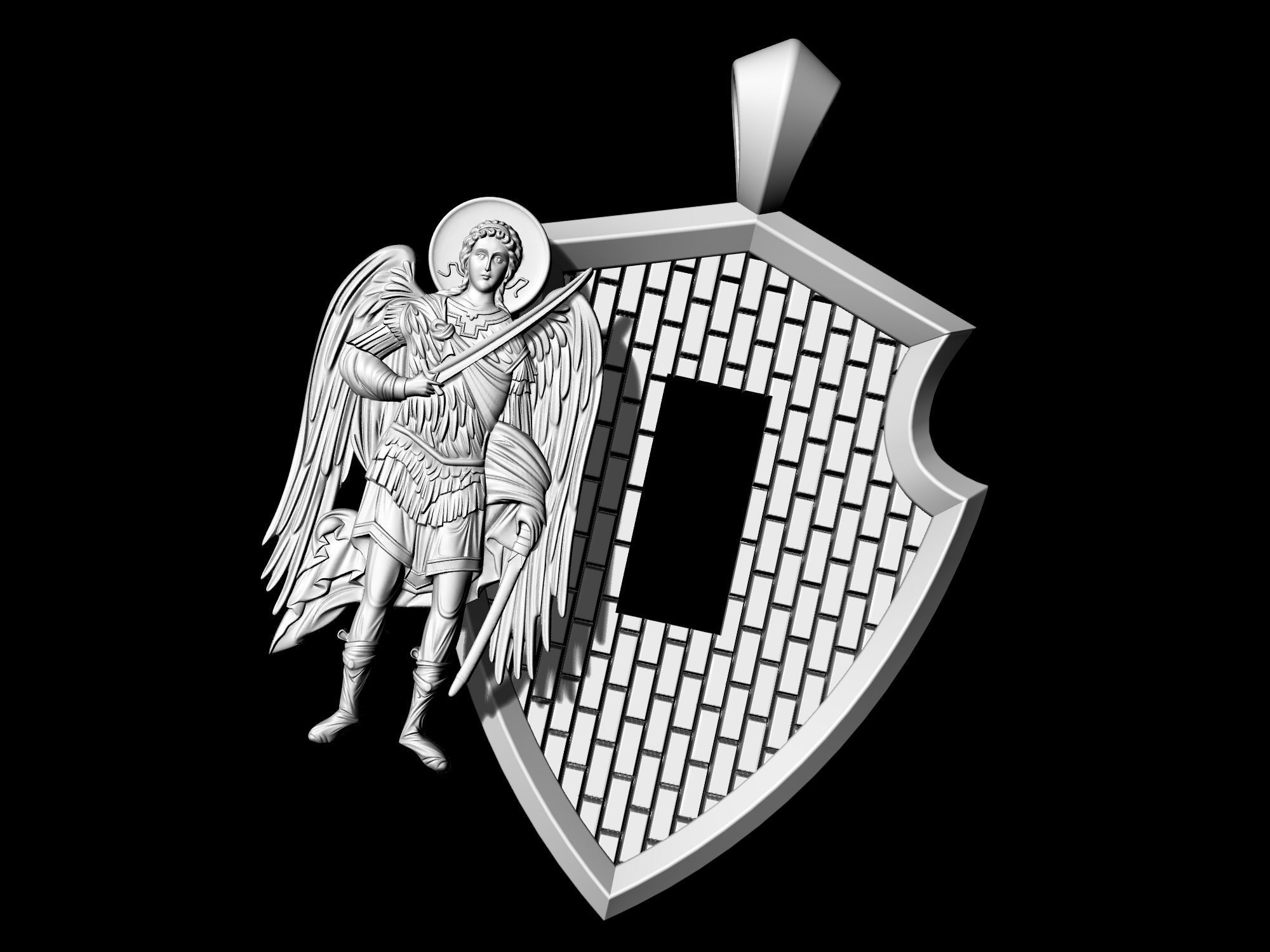 Angel with sword pendant 3D print model_11