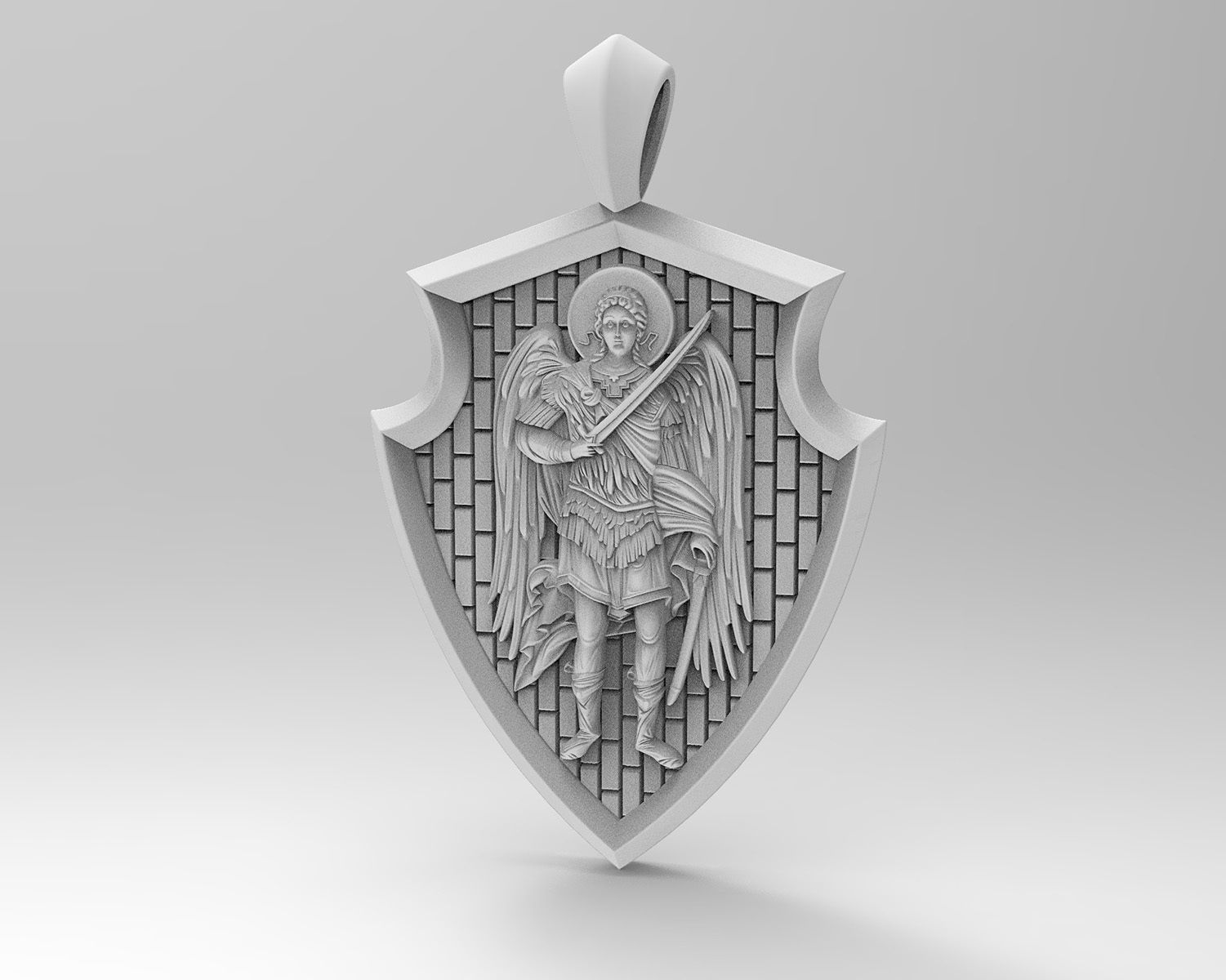 Angel with sword pendant 3D print model_1