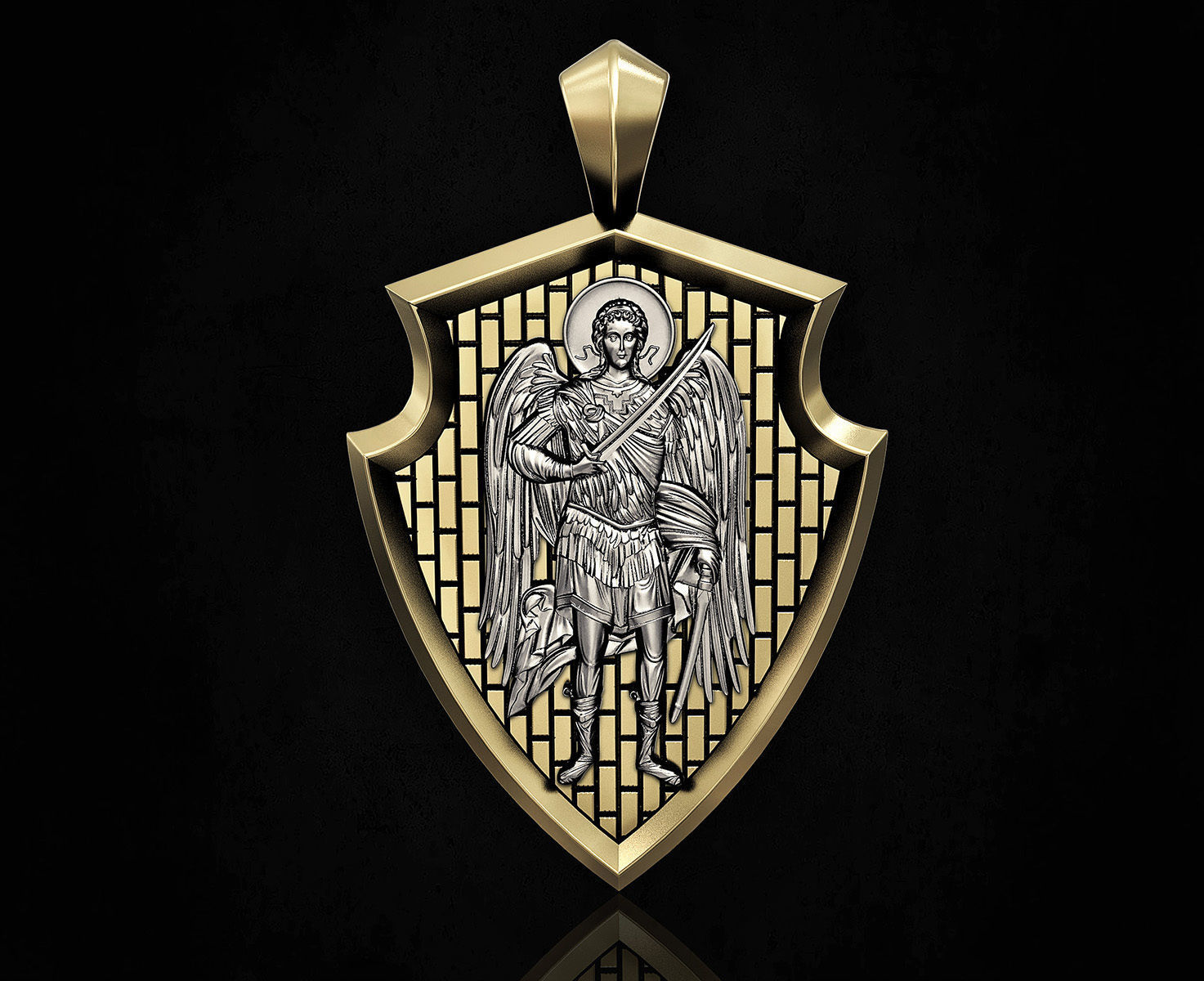 Angel with sword pendant 3D print model_4