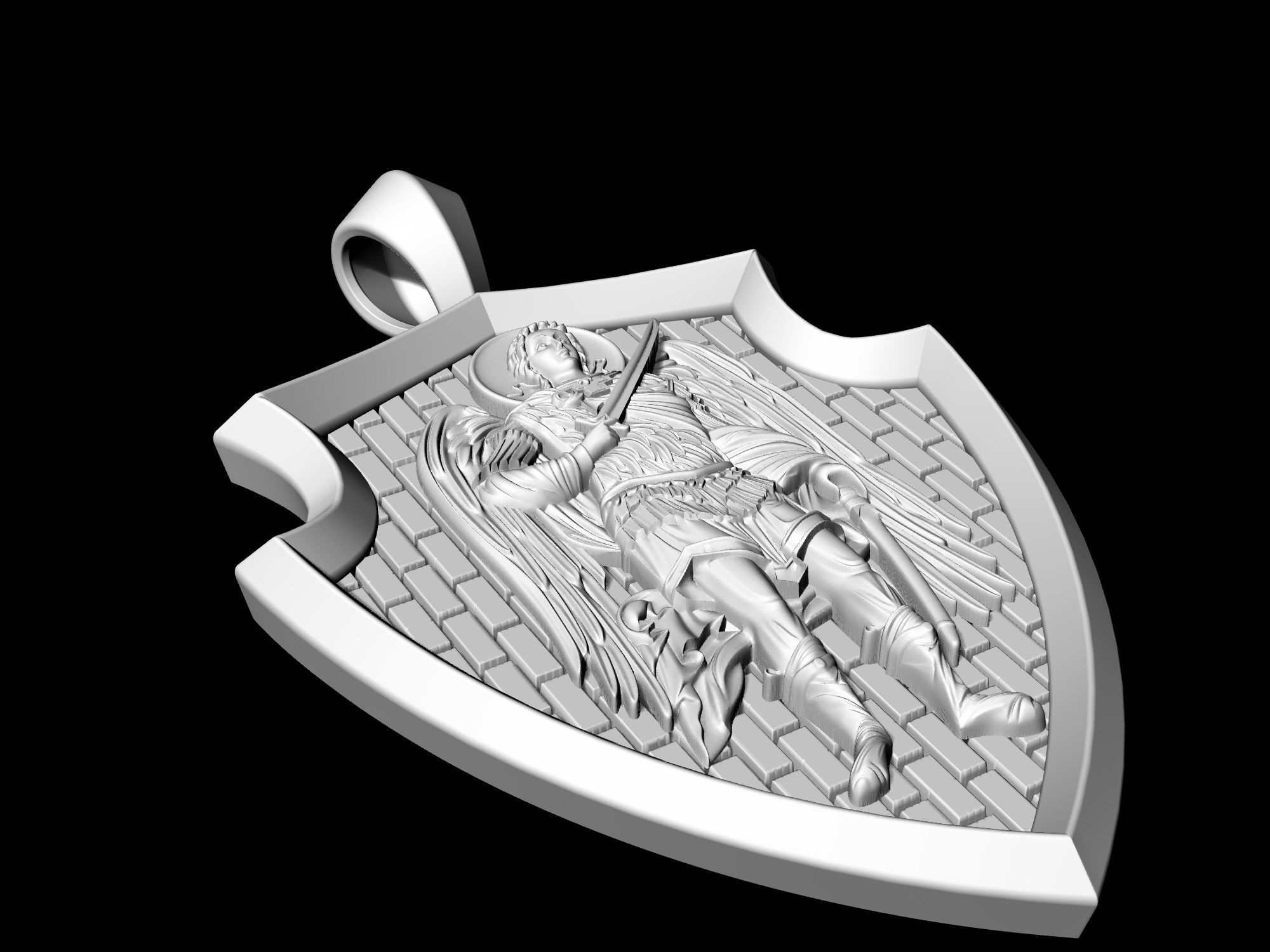Angel with sword pendant 3D print model_8