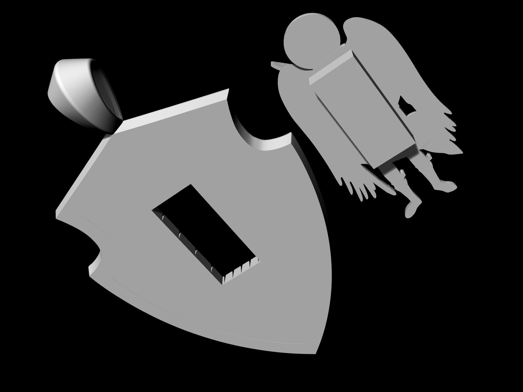 Angel with sword pendant 3D print model_12