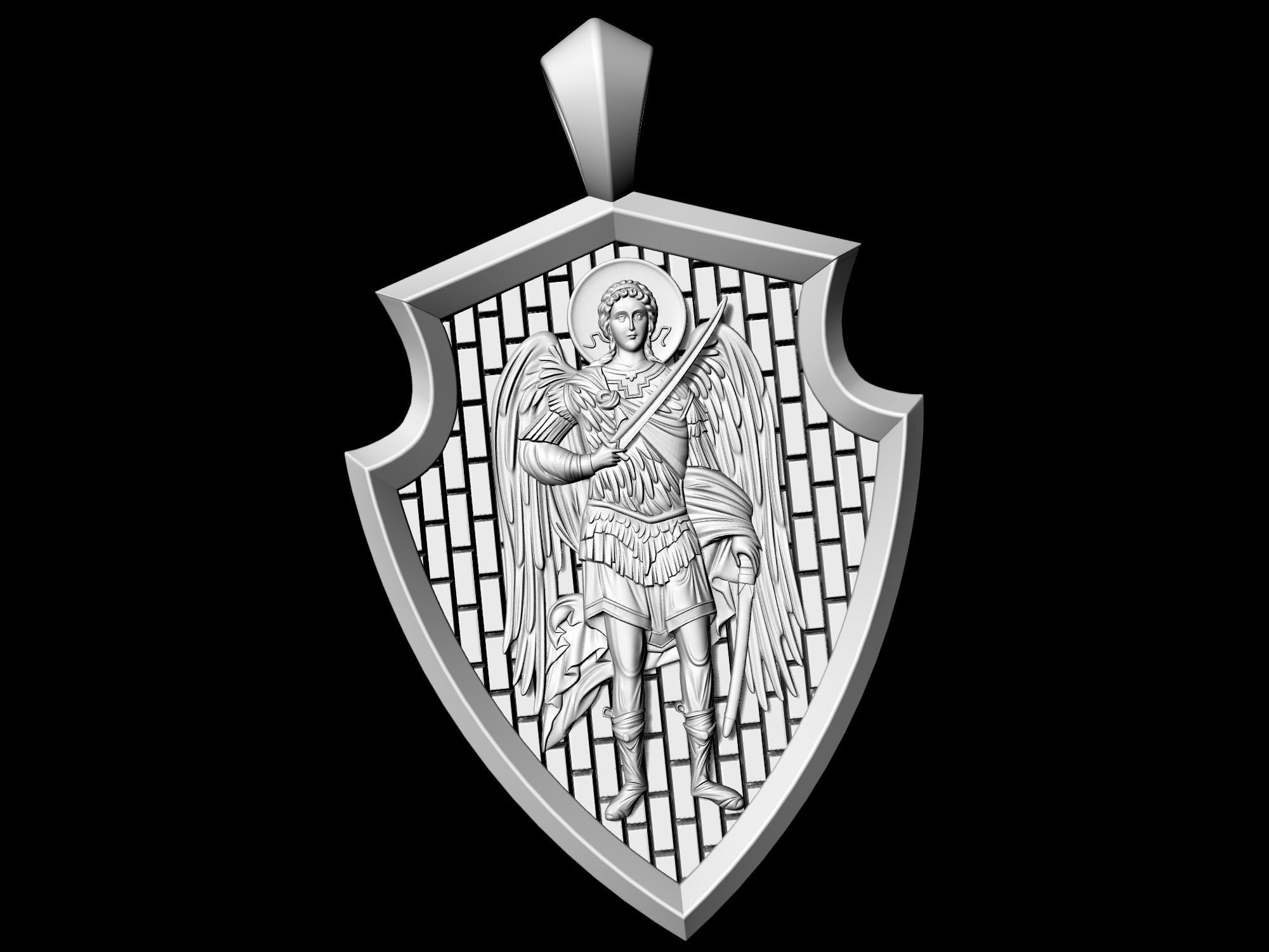 Angel with sword pendant 3D print model_5