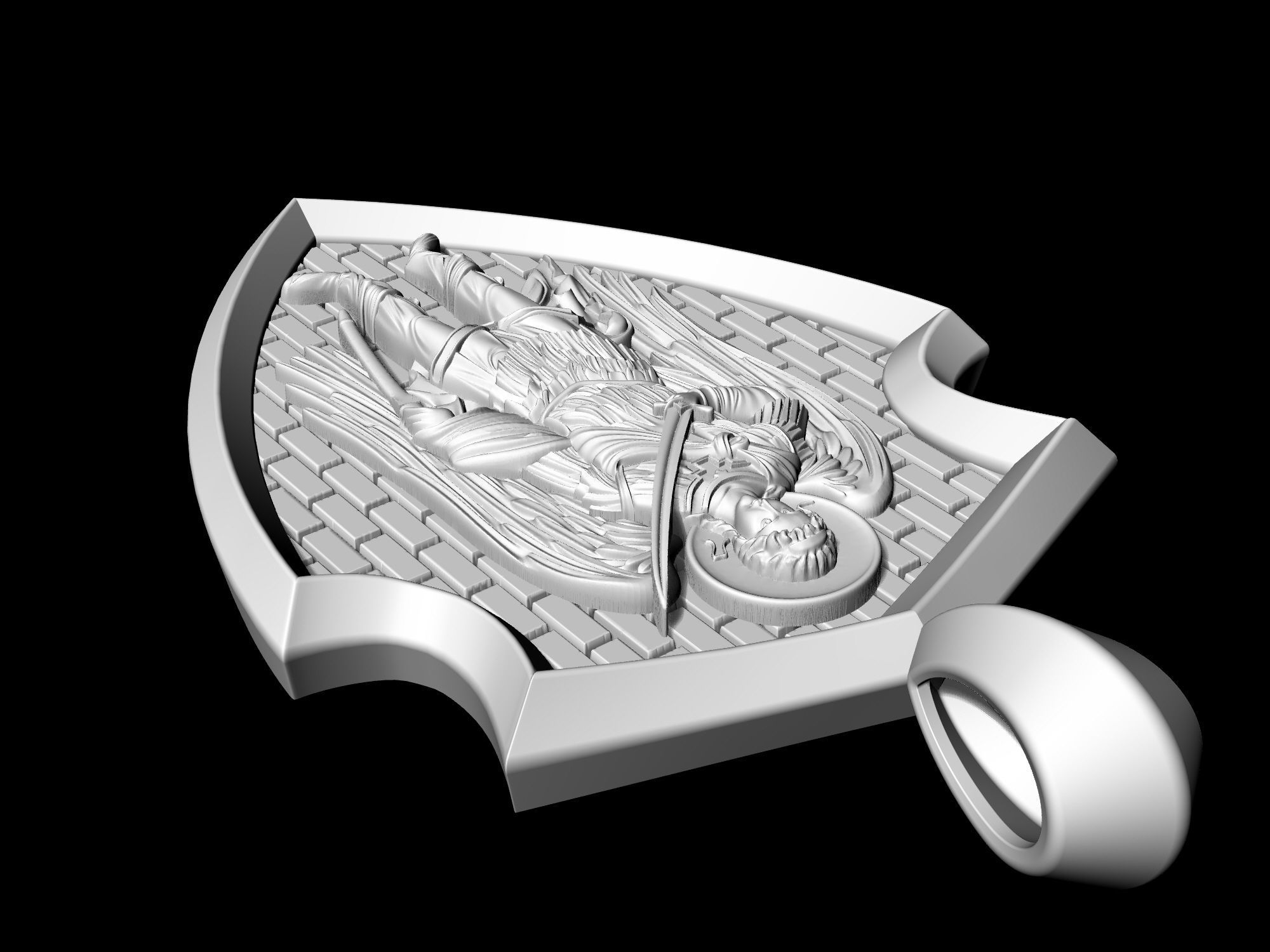 Angel with sword pendant 3D print model_9