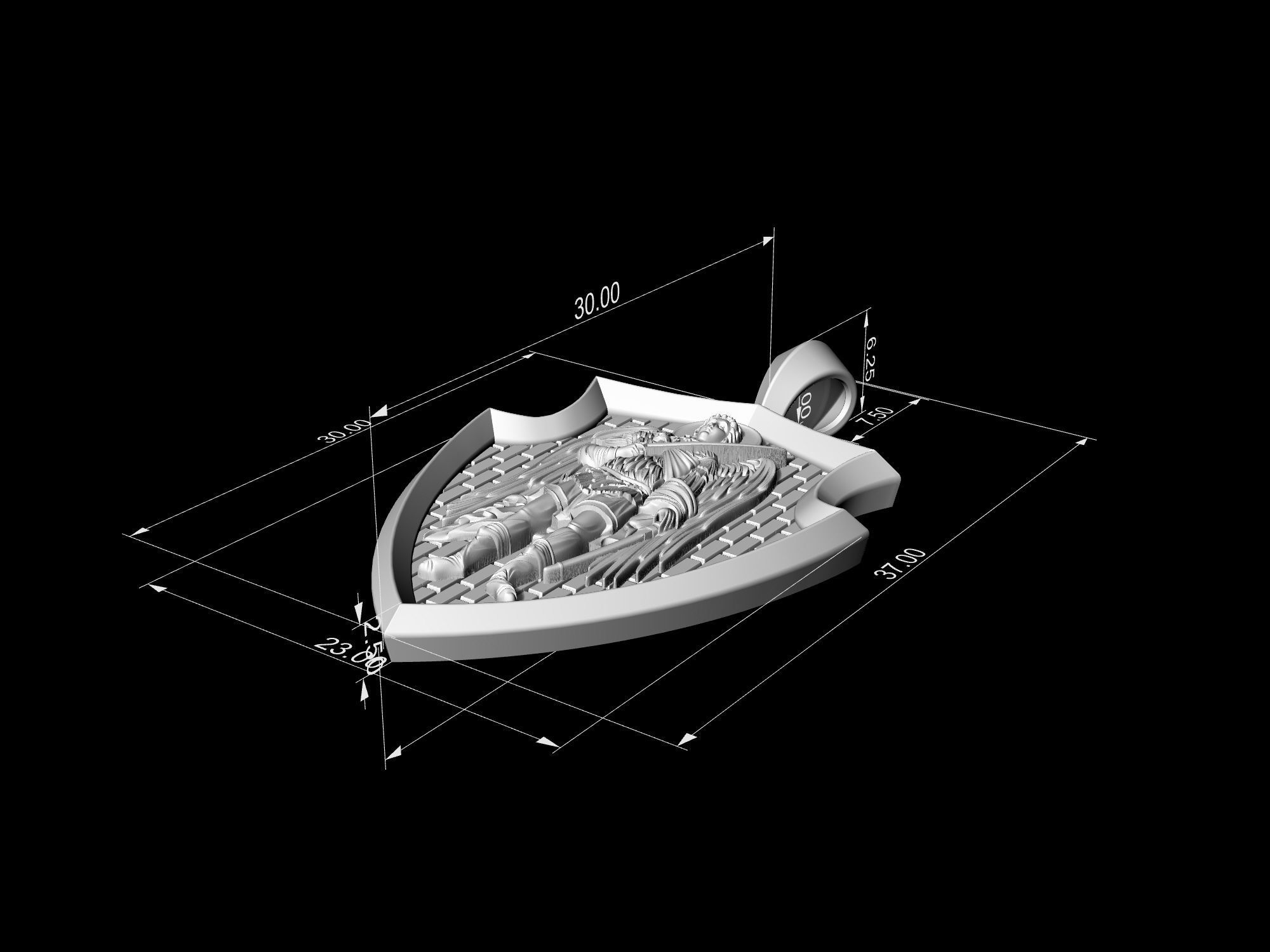 Angel with sword pendant 3D print model_15