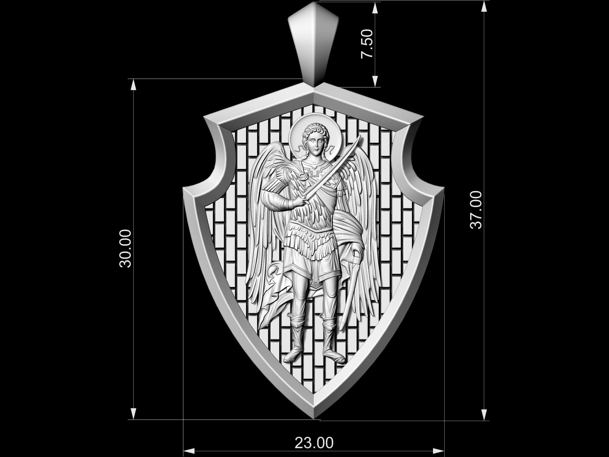 Angel with sword pendant 3D print model_13