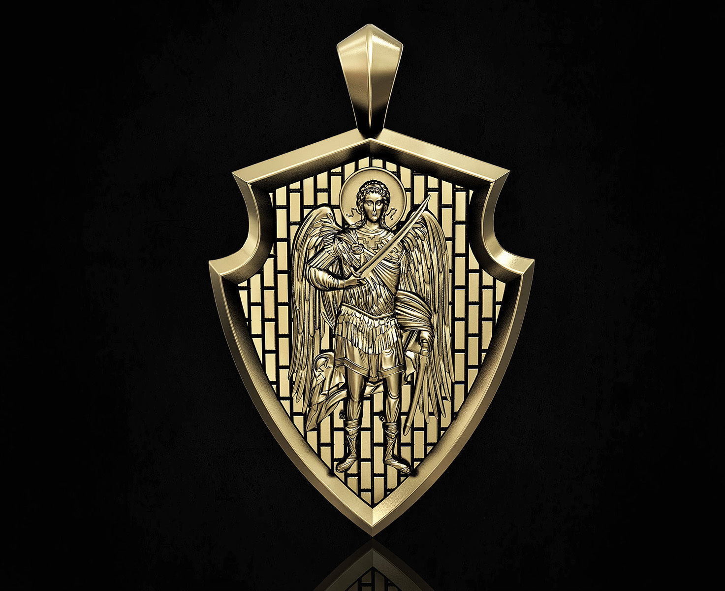 Angel with sword pendant 3D print model_3