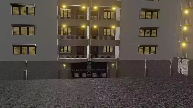 Apartments Low Poly apartment building Free low-poly 3D model