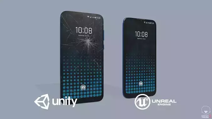 Smartphone Clean and Damaged Low-poly 3D model