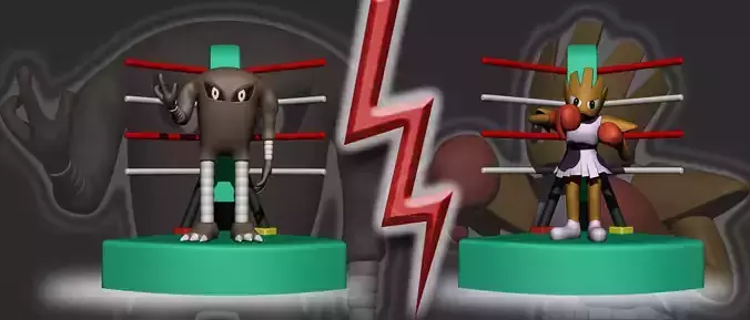 Pokemon Hitmonlee and Hitmonchan 3D Model for 3D Printing