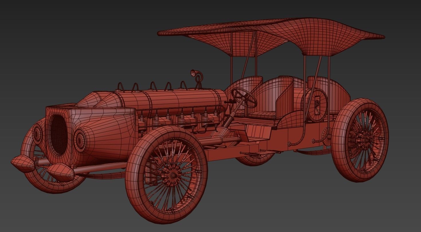 Old Car Low-poly 3D model_18