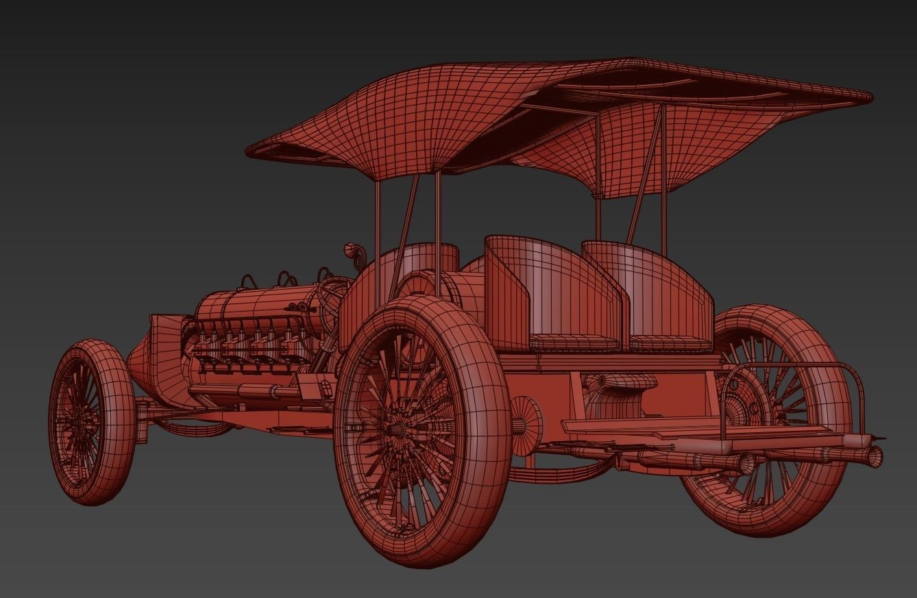 Old Car Low-poly 3D model_19
