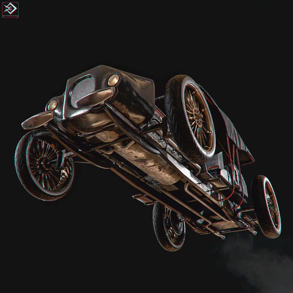 Old Car Low-poly 3D model_5