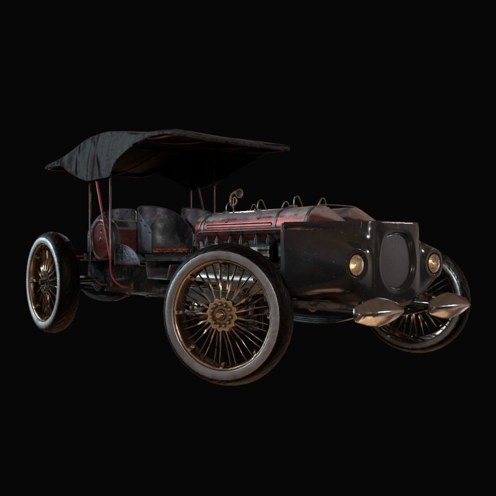 Old Car Low-poly 3D model_17