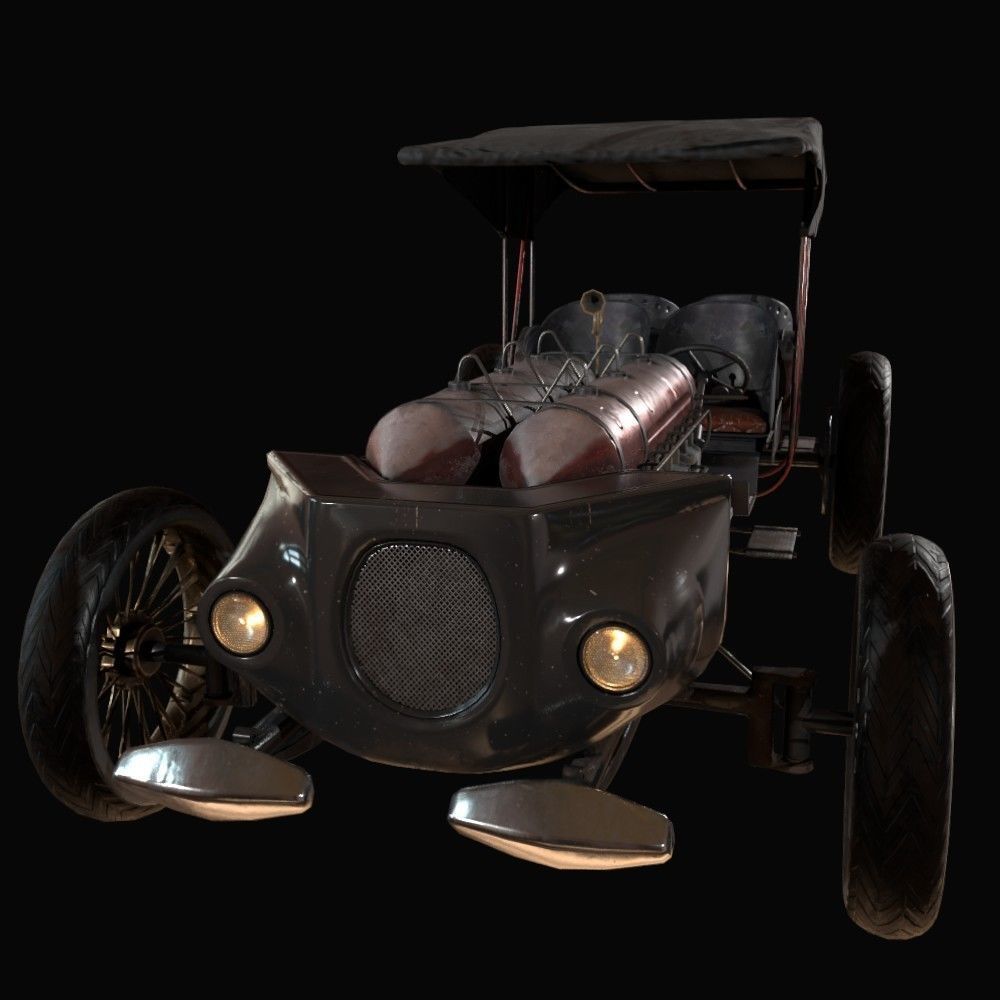 Old Car Low-poly 3D model_10