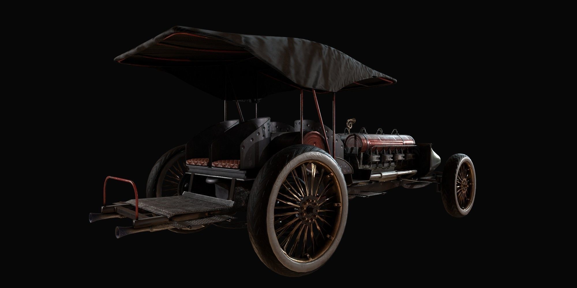 Old Car Low-poly 3D model_16