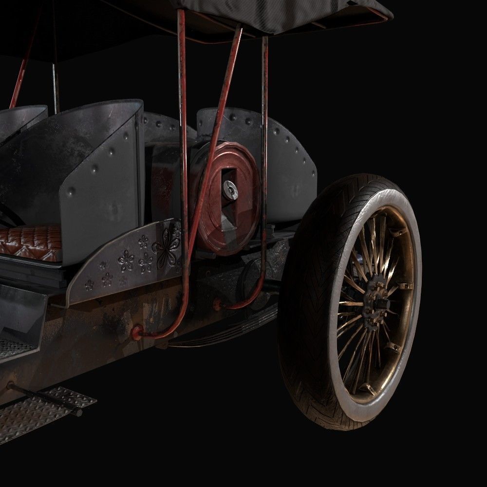 Old Car Low-poly 3D model_9