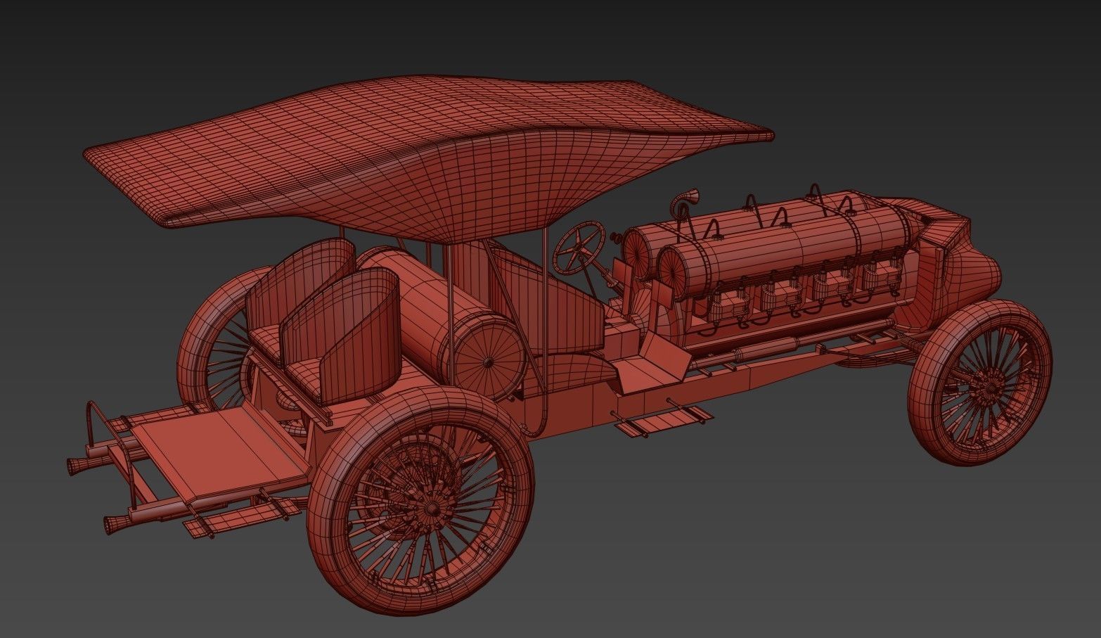 Old Car Low-poly 3D model_20