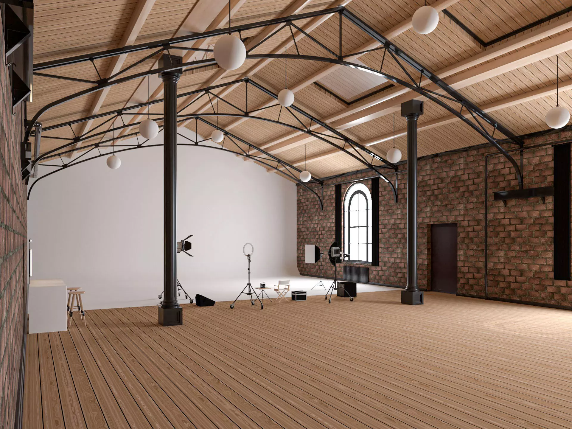 Loft Photo Studio Scene 3D model_0