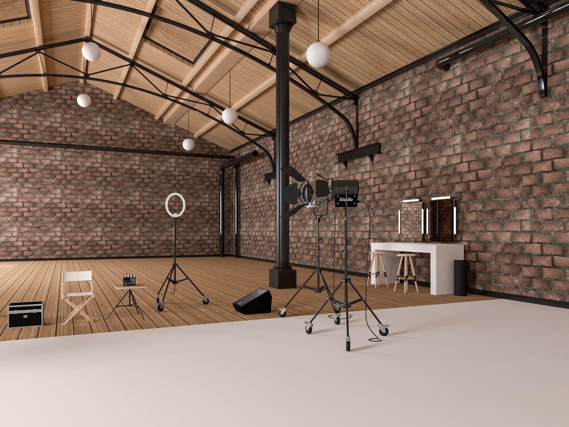 Loft Photo Studio Scene 3D model_4