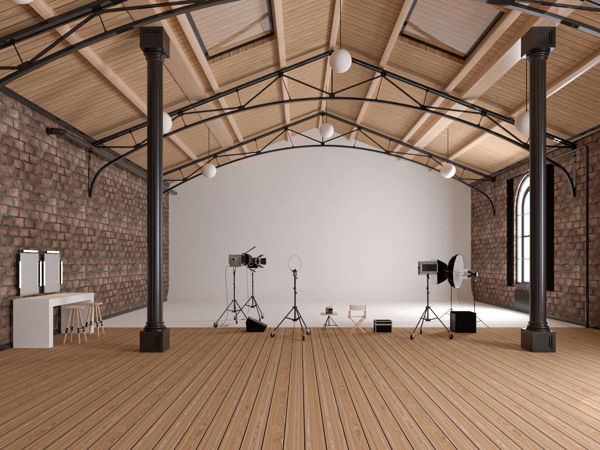 Loft Photo Studio Scene 3D model_5