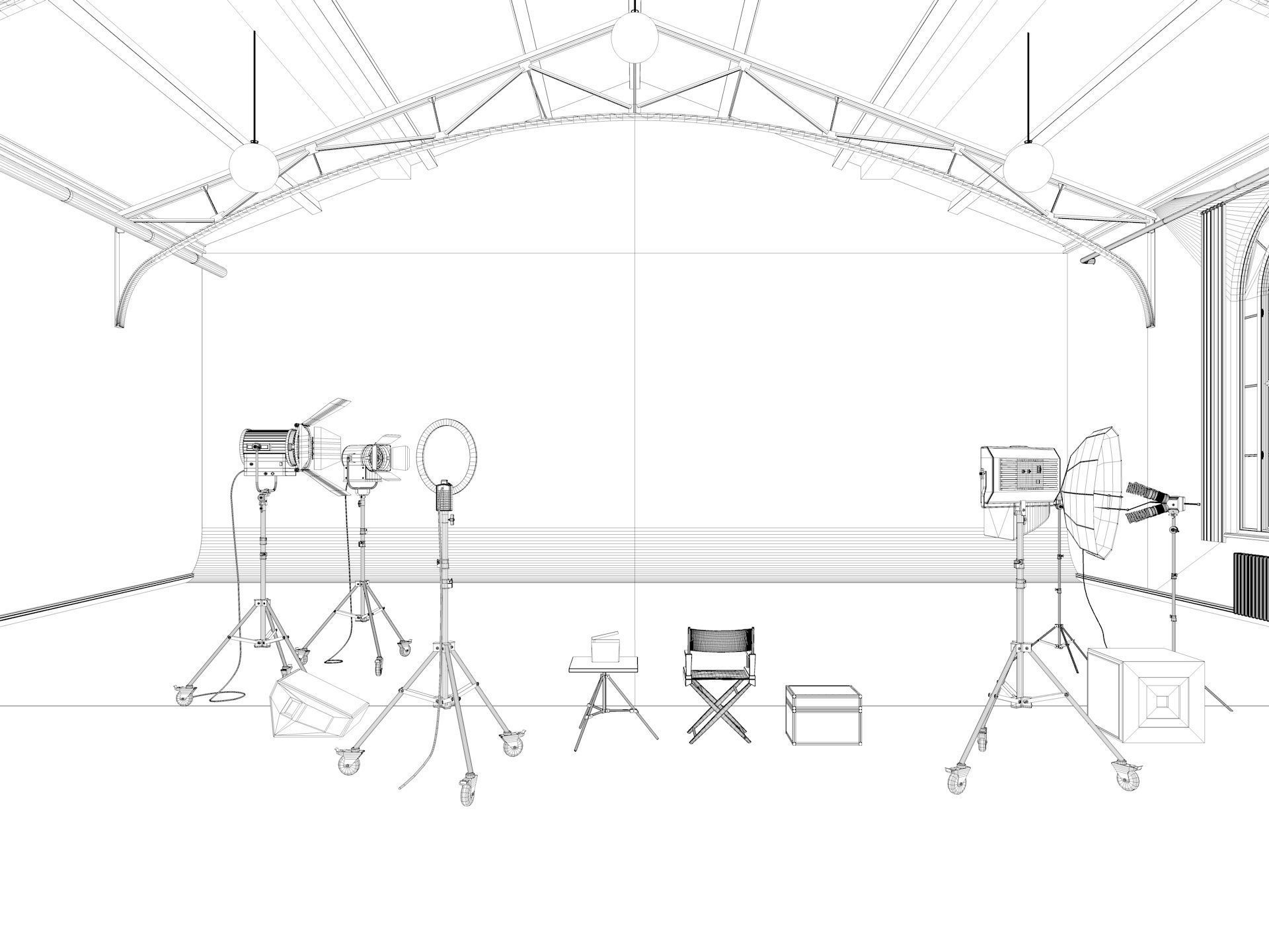 Loft Photo Studio Scene 3D model_10