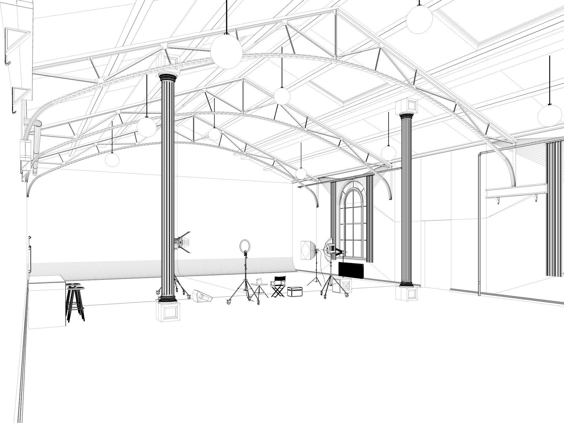 Loft Photo Studio Scene 3D model_9