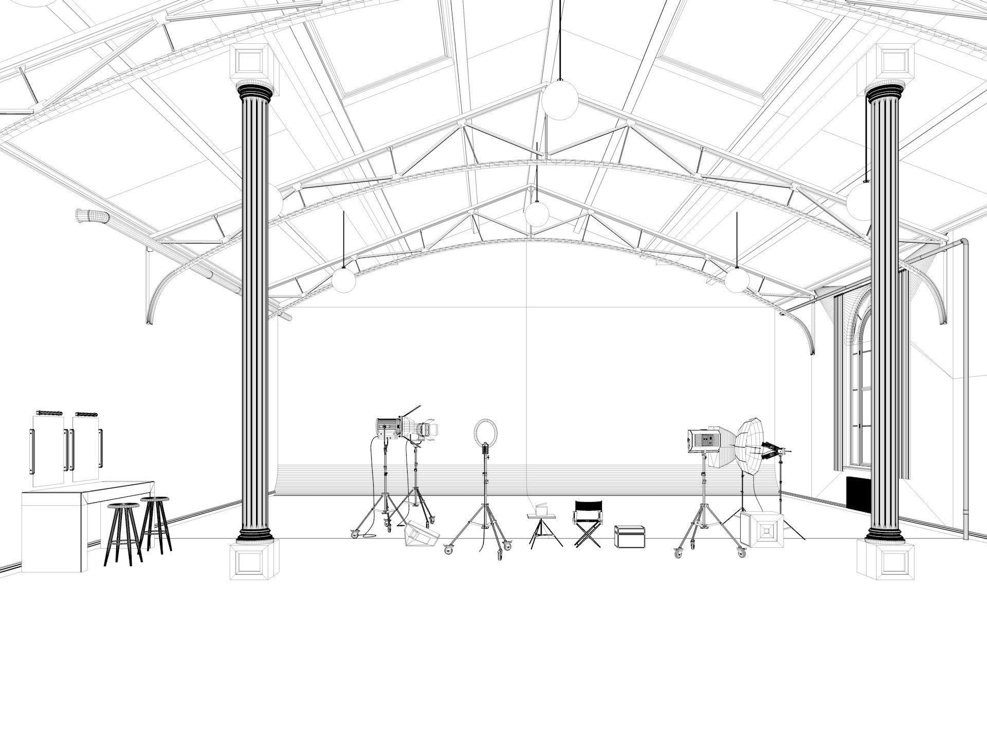 Loft Photo Studio Scene 3D model_14