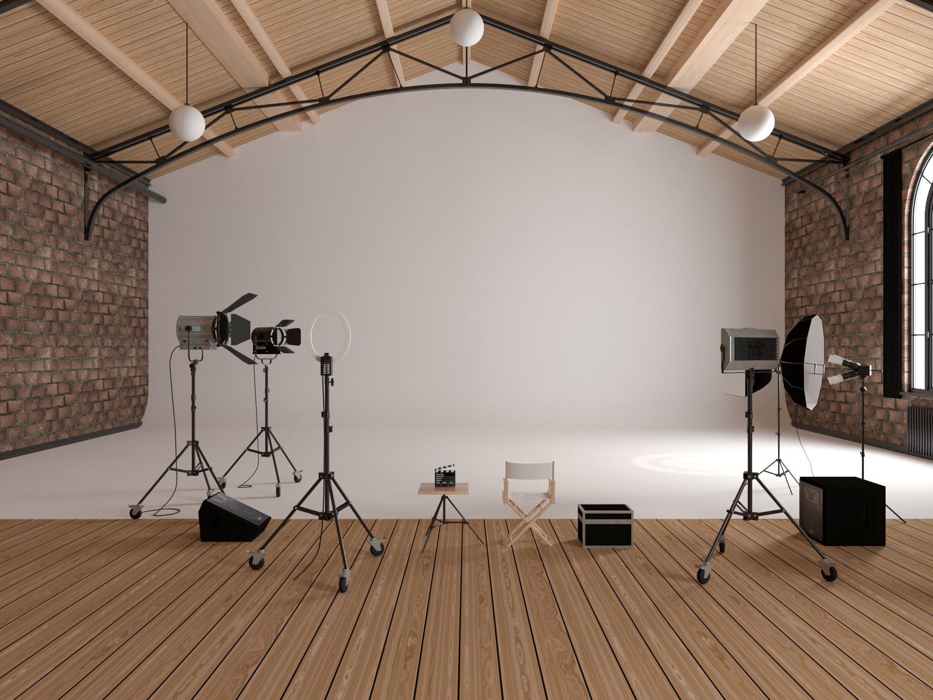 Loft Photo Studio Scene 3D model_1