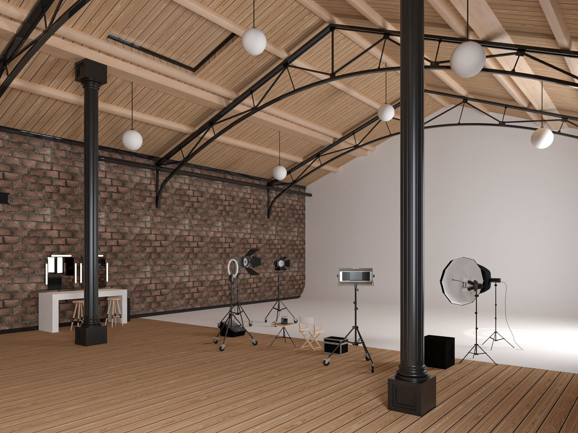 Loft Photo Studio Scene 3D model_2