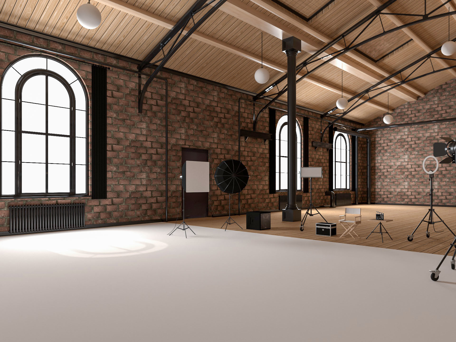 Loft Photo Studio Scene 3D model_6