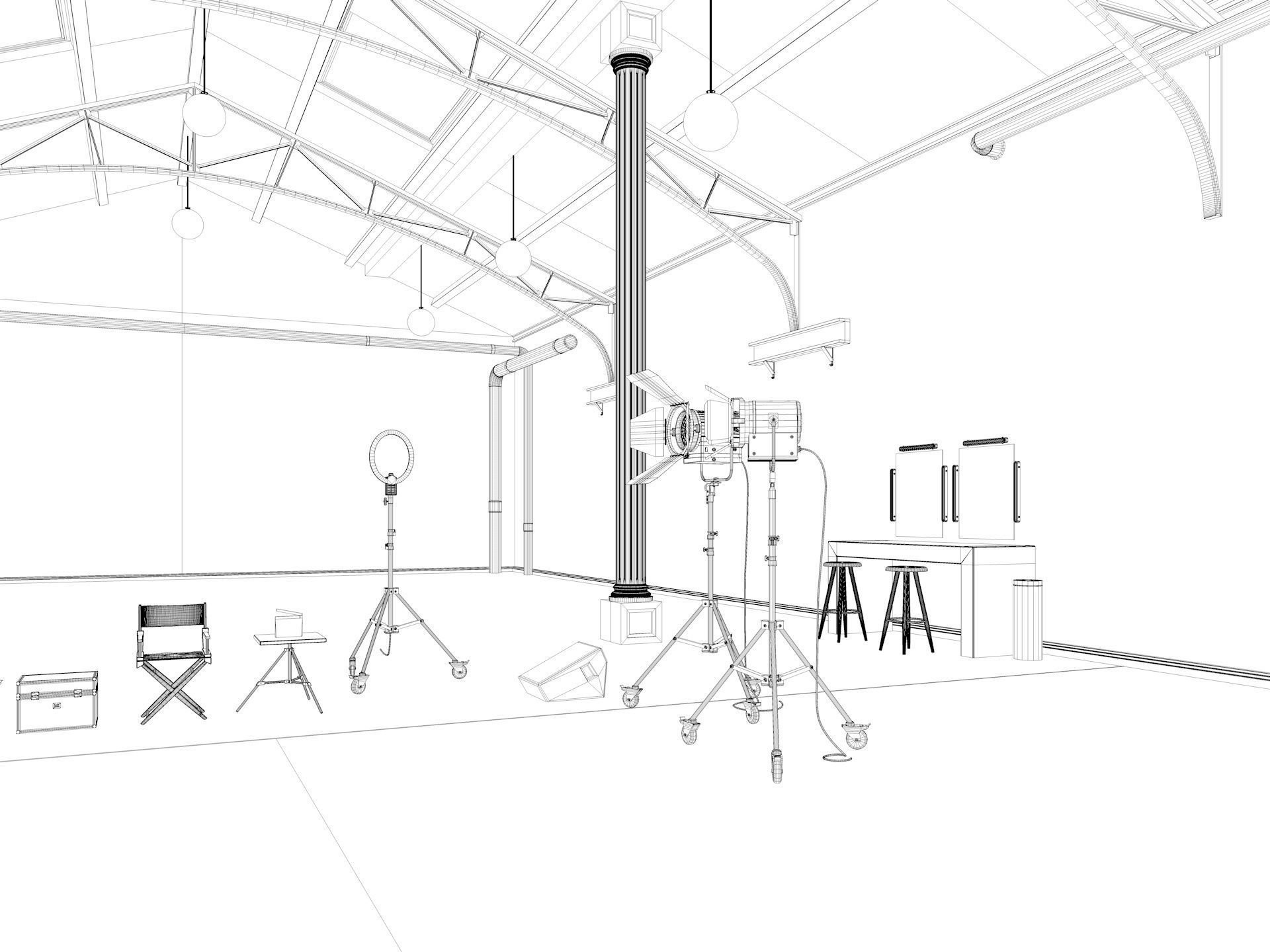 Loft Photo Studio Scene 3D model_13