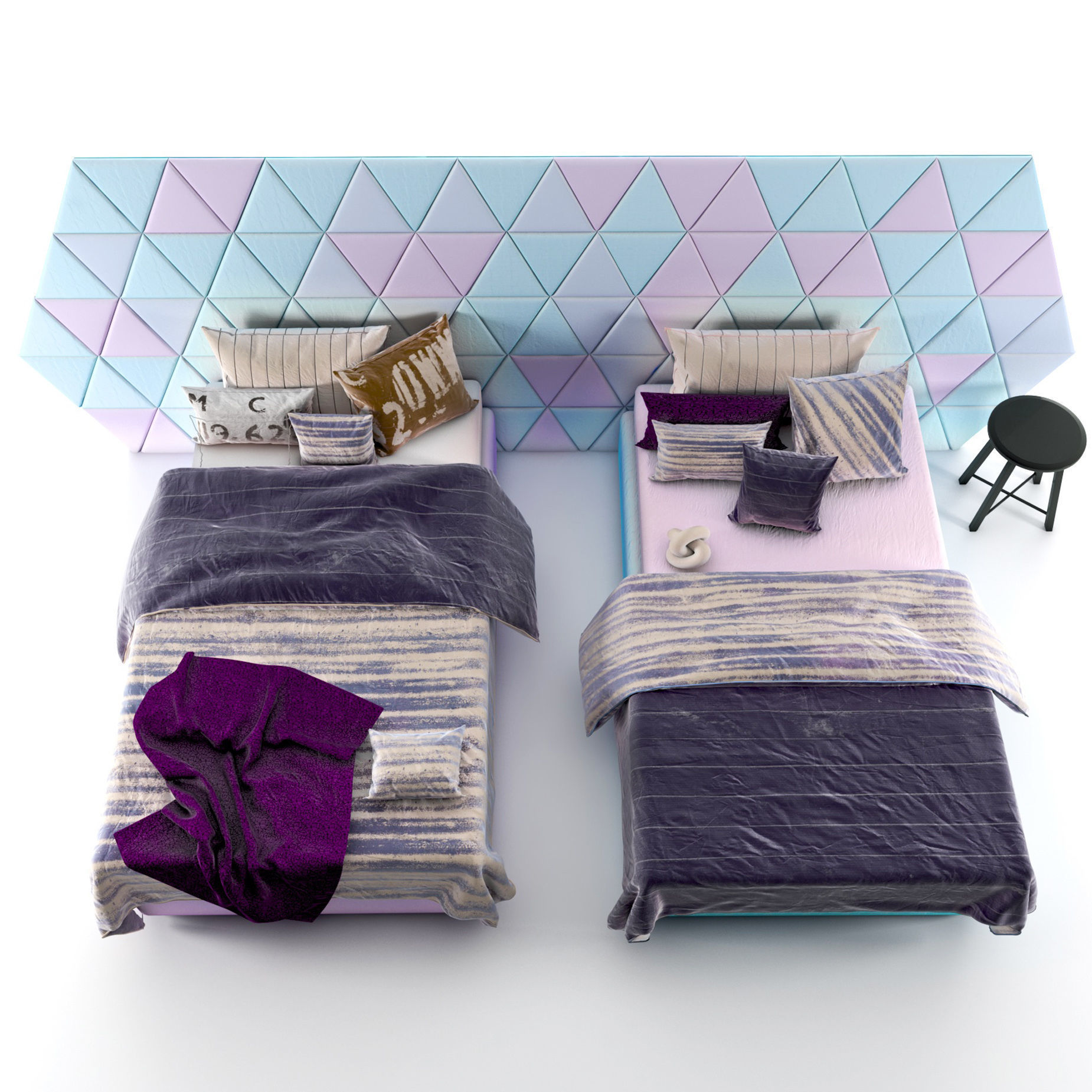 attached bed light color set29 3D model_5