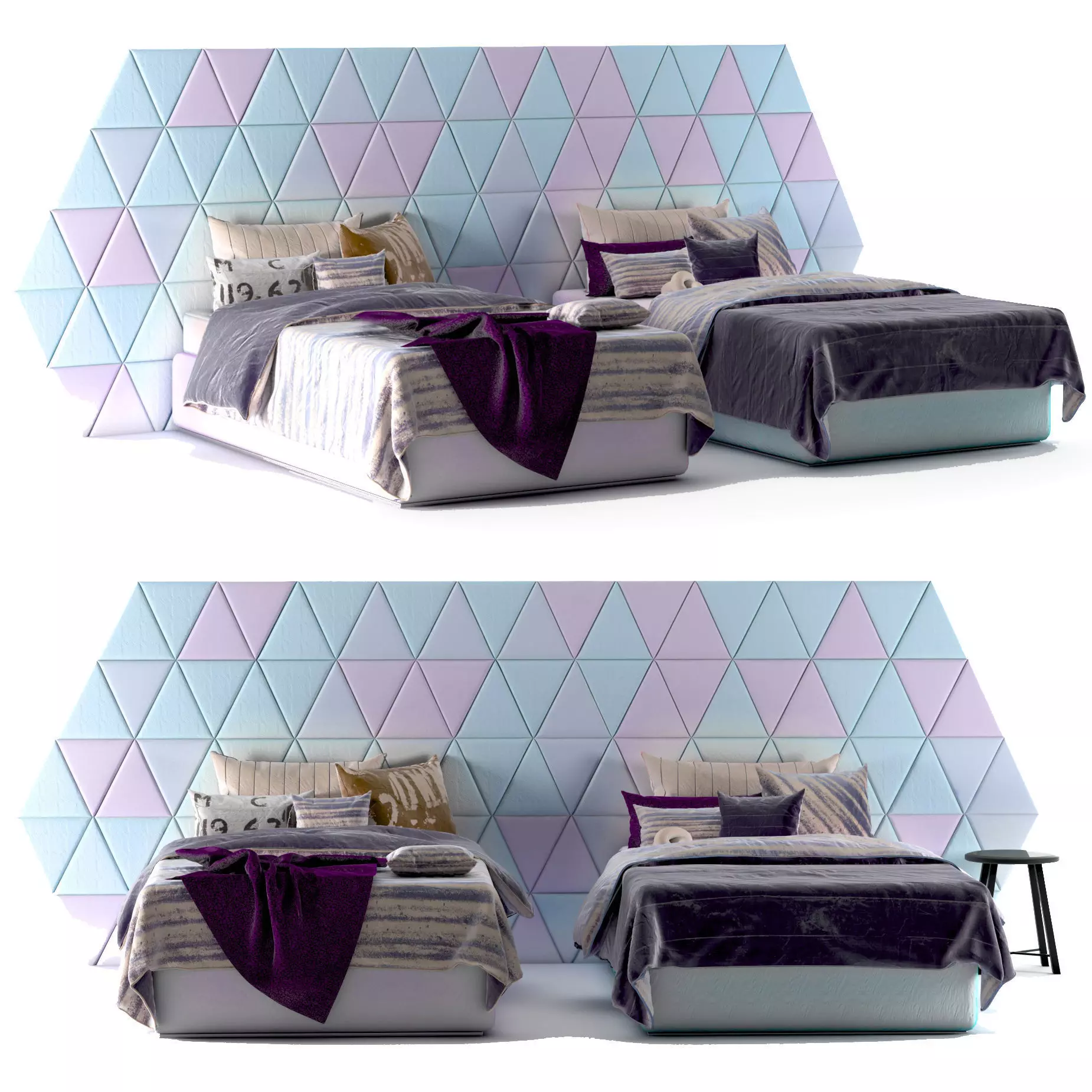attached bed light color set29 3D model_0