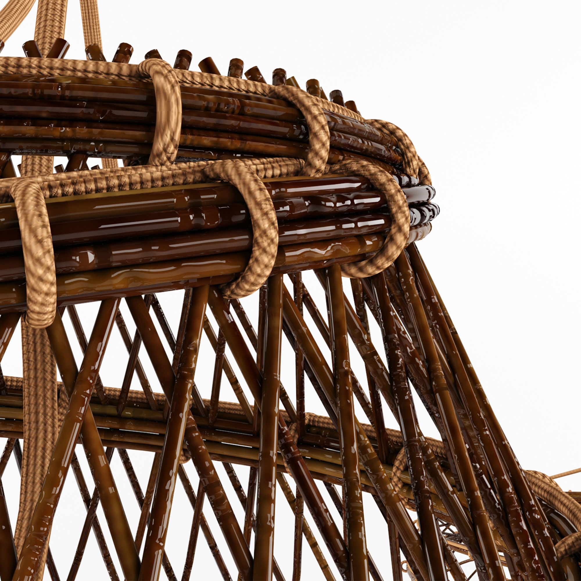 Bamboo rattan lantern 3D model_1