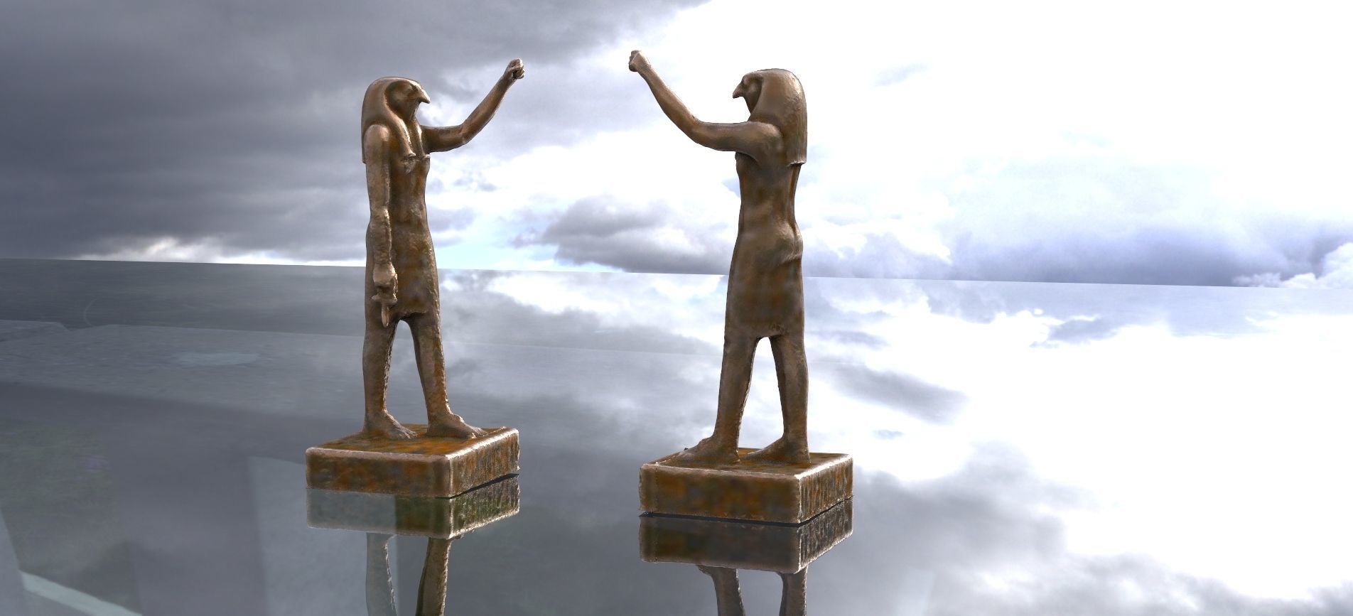 Statue of Horus Egyptian God 3D model_2
