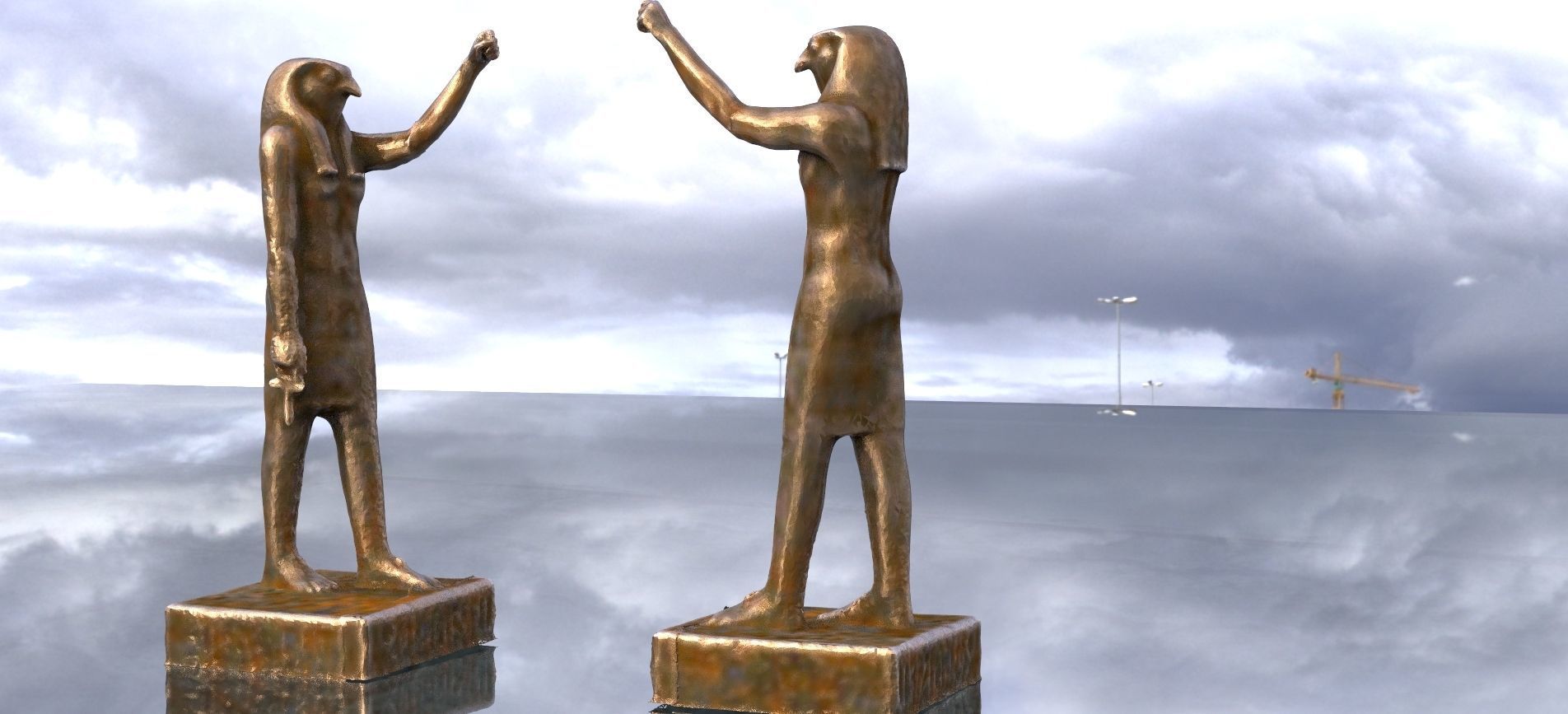 Statue of Horus Egyptian God 3D model_3