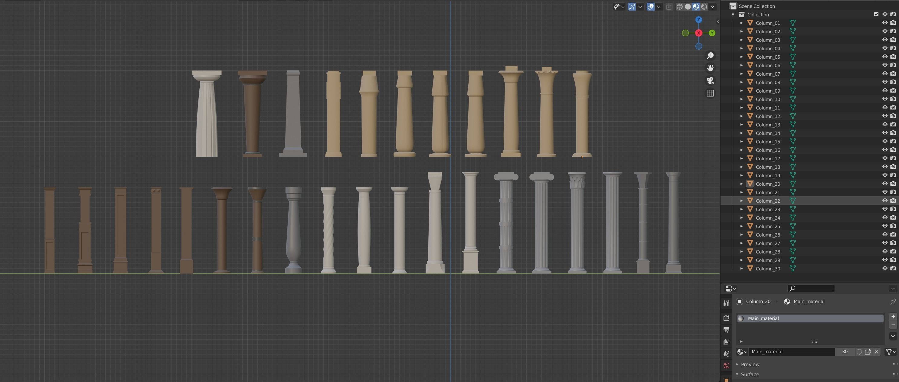 30 Low-poly Columsns Low-poly 3D model_6
