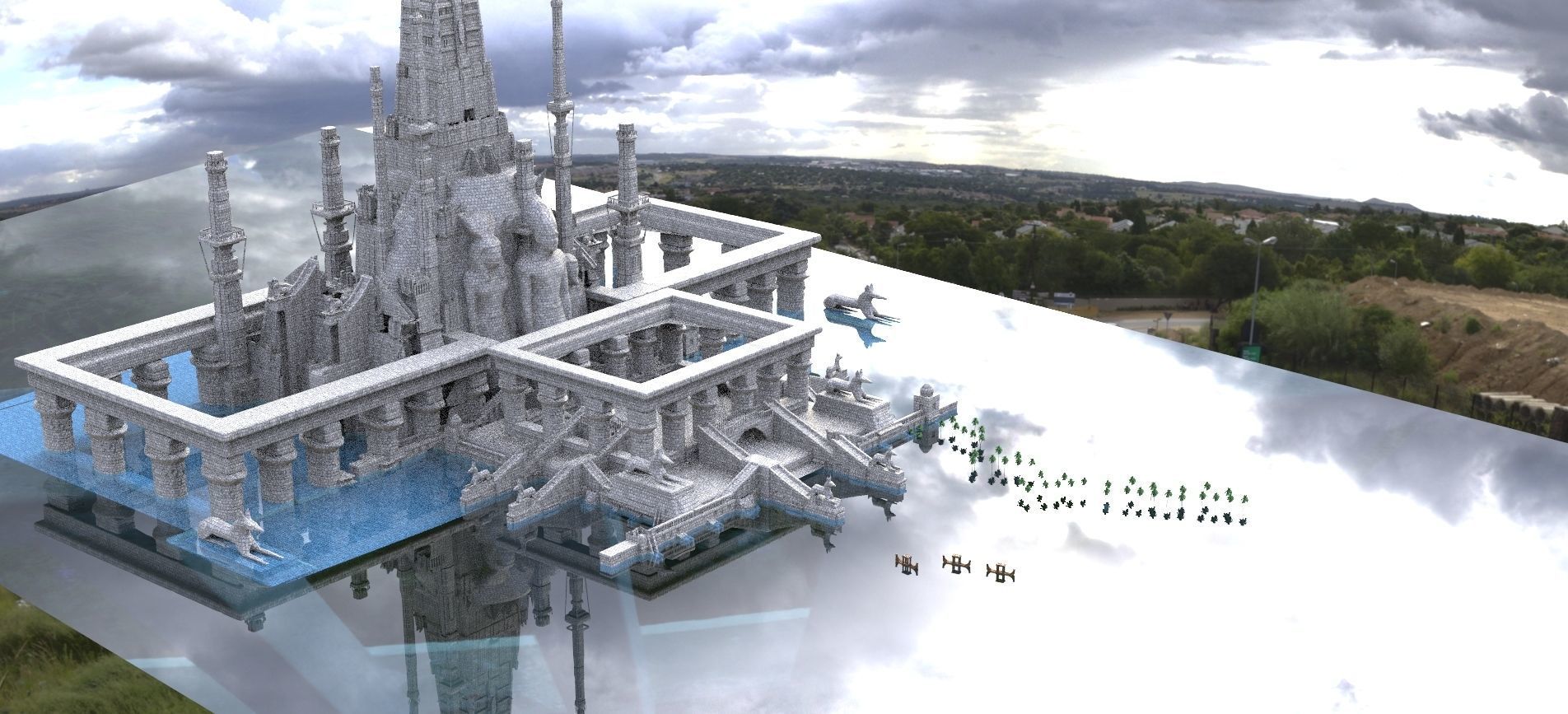 Egyptian Holy temple of Prayer Kitbash 3D model_2