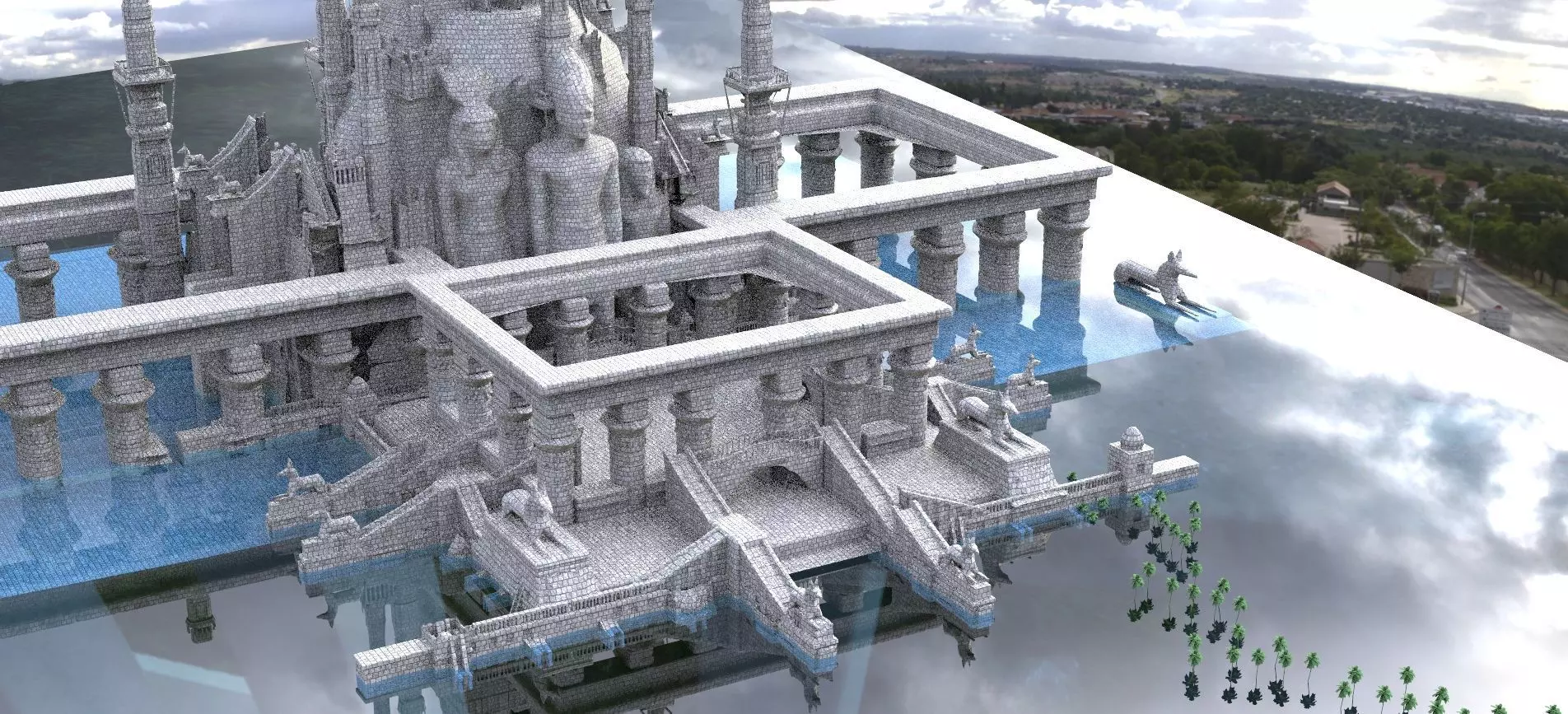 Egyptian Holy temple of Prayer Kitbash 3D model_0