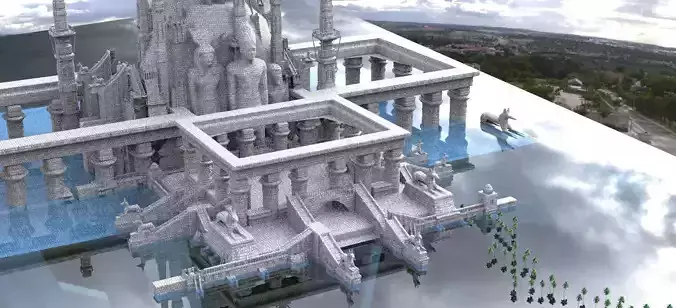 Egyptian Holy temple of Prayer Kitbash 3D model