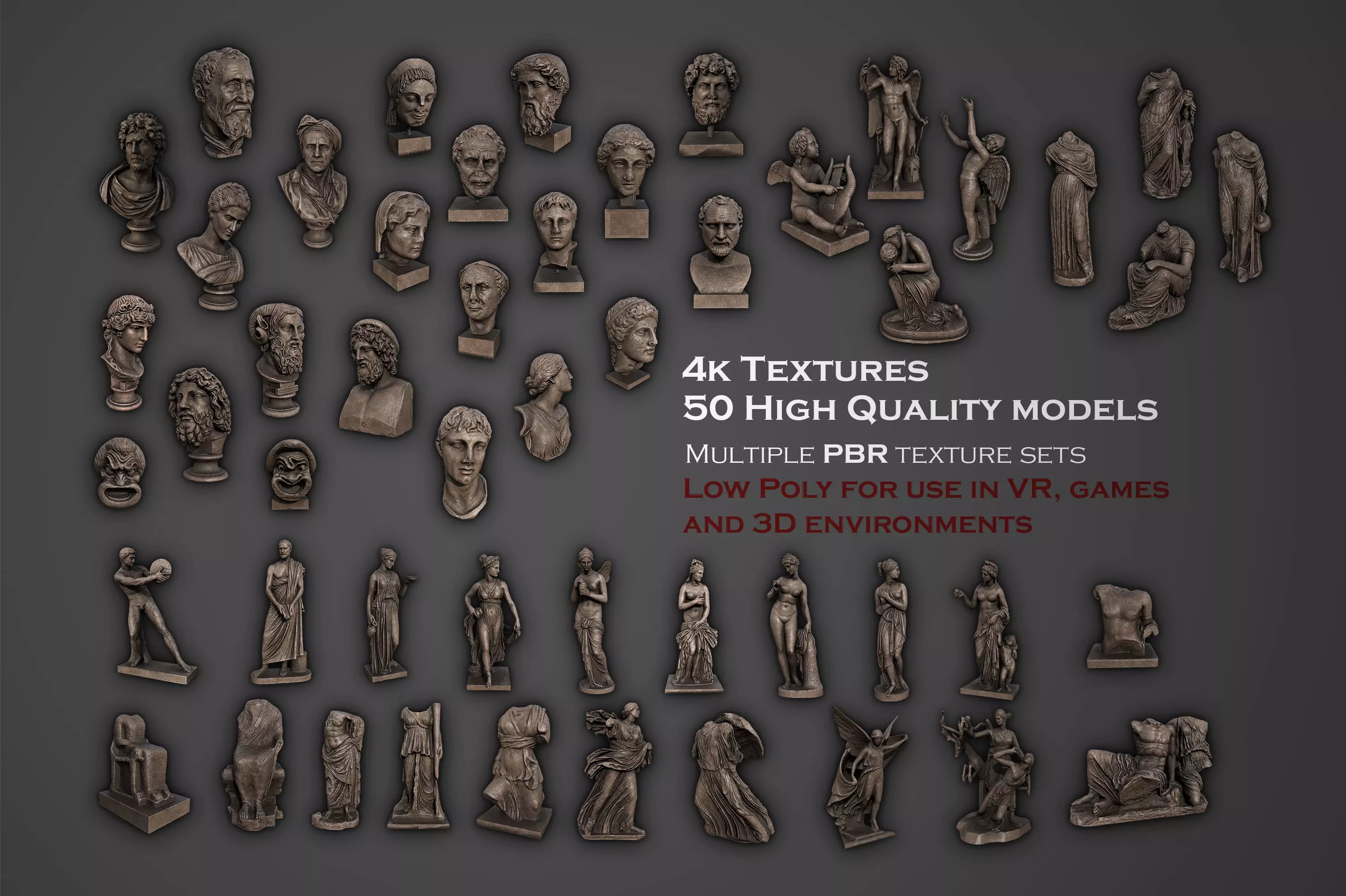 ancient statues and busts variety collection 2 - 50 models  _0