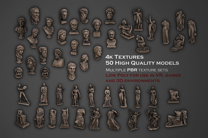 ancient statues and busts variety collection 2 - 50 models  