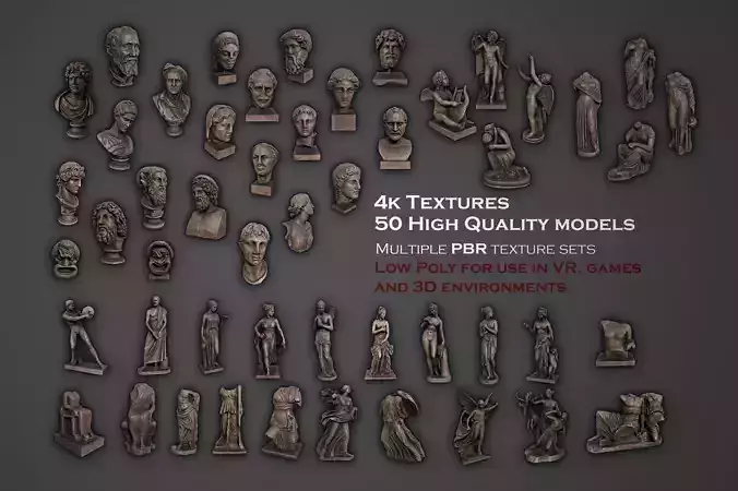 ancient statues and busts variety collection 2 - 50 models  