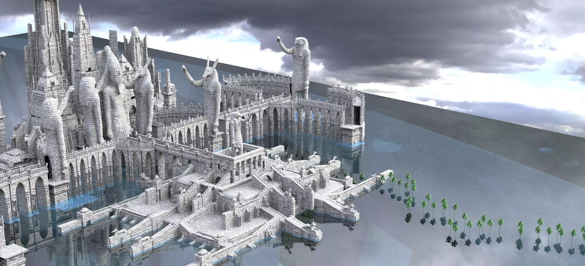 Ancient Temple of Horus Kit bash 3D model_0