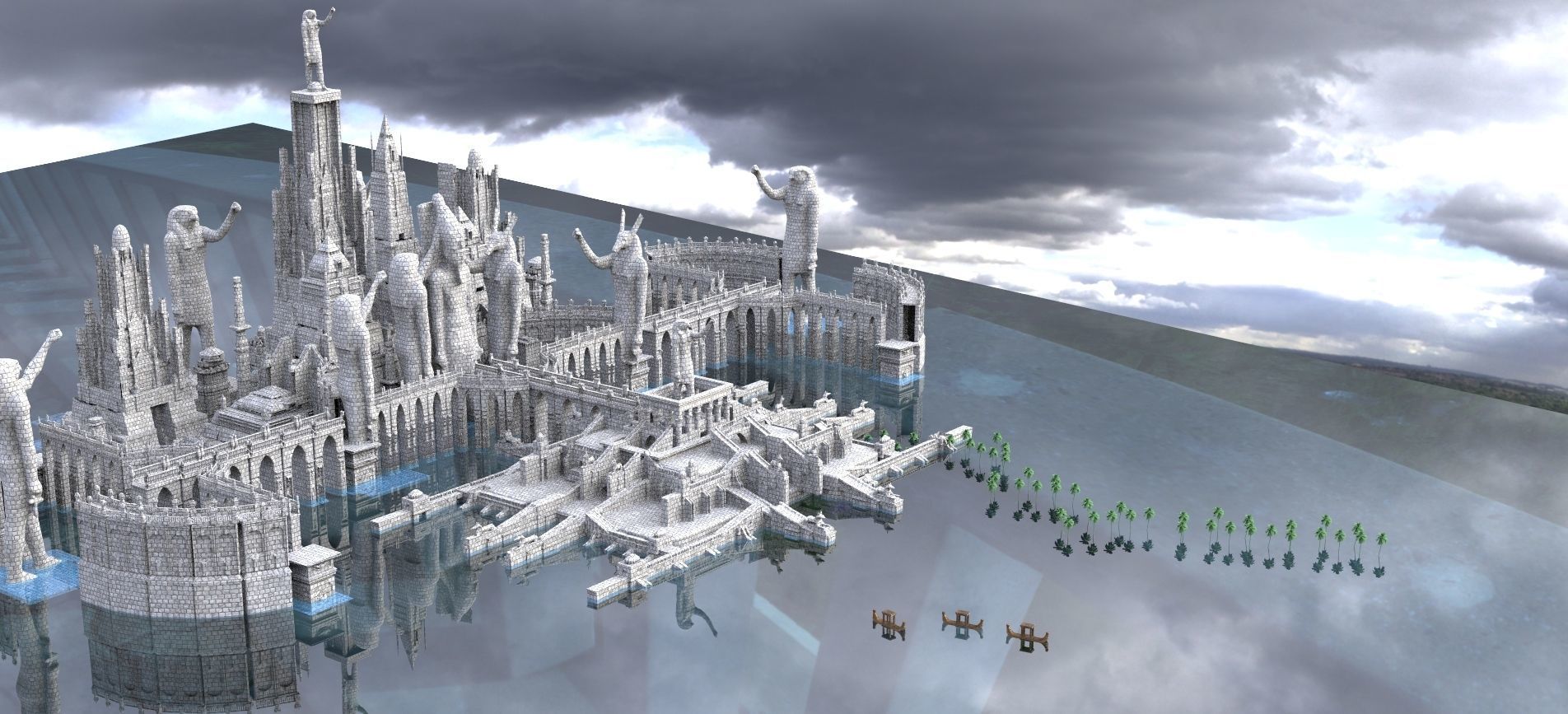 Ancient Temple of Horus Kit bash 3D model_1