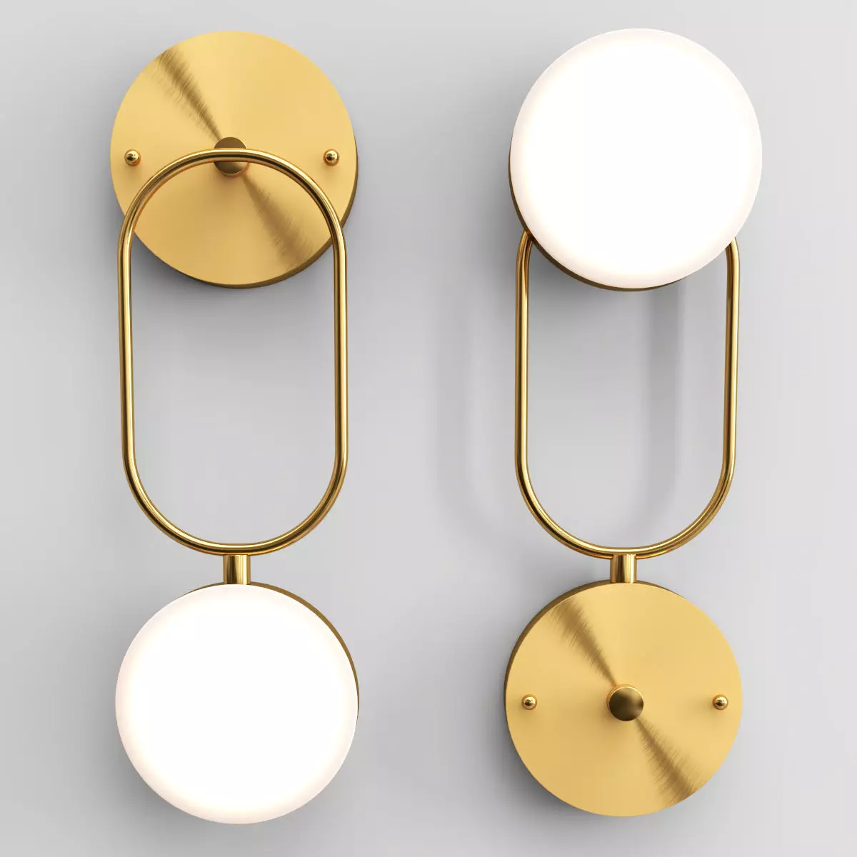 RODNY pair of brass wall lights with globes 3D model