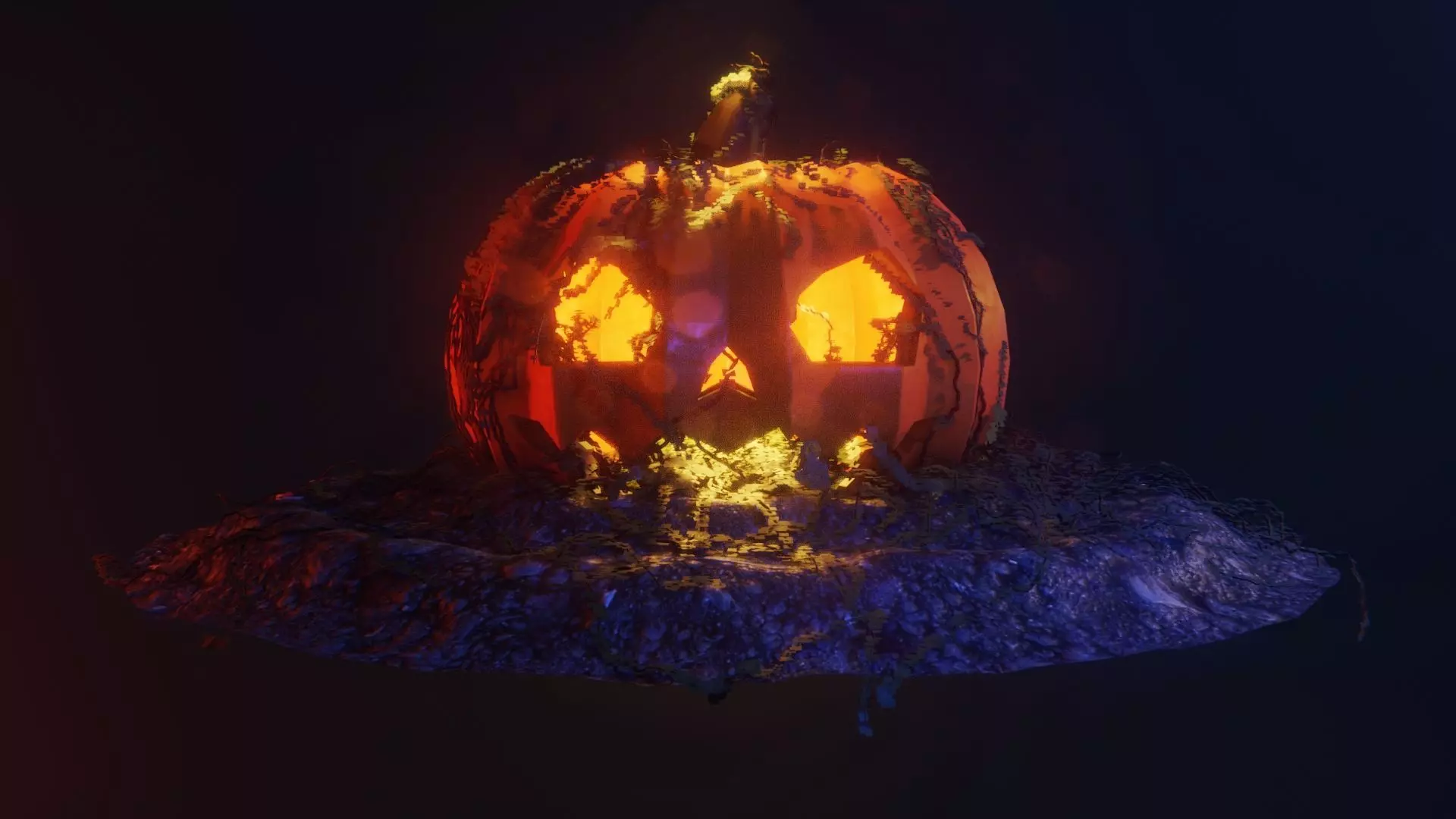 Halloween pumpkin with expressions Low-poly 3D model