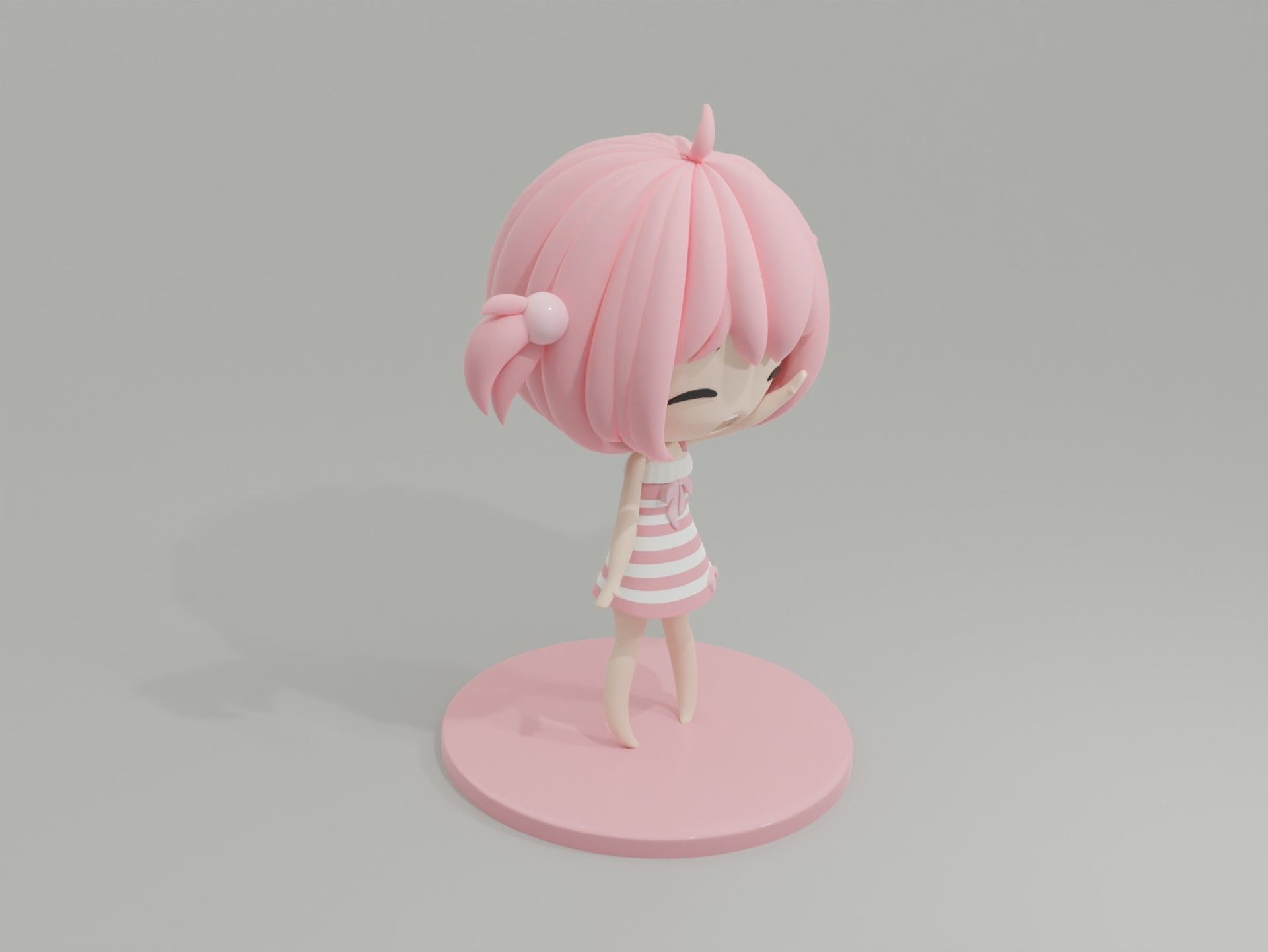 Pink girl 3D print model_6